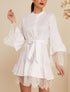 Robe trapèze à volants et dentelle - blanc - 1