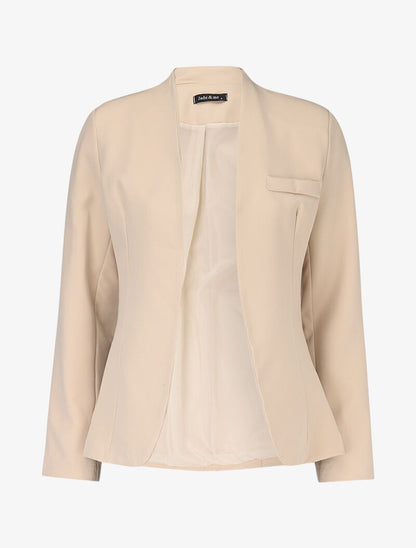 Blazer à fausse poche poitrine - beige - 3