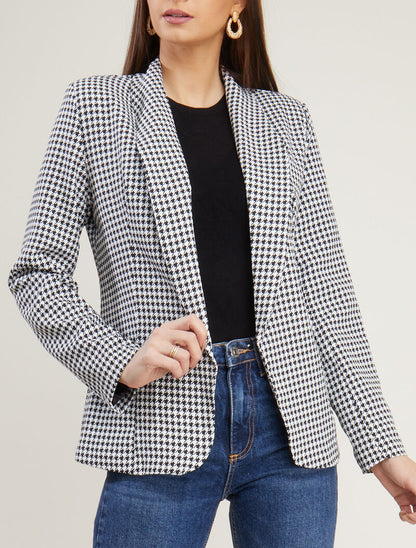 Blazer à imprimé pied de poule - noir - 4