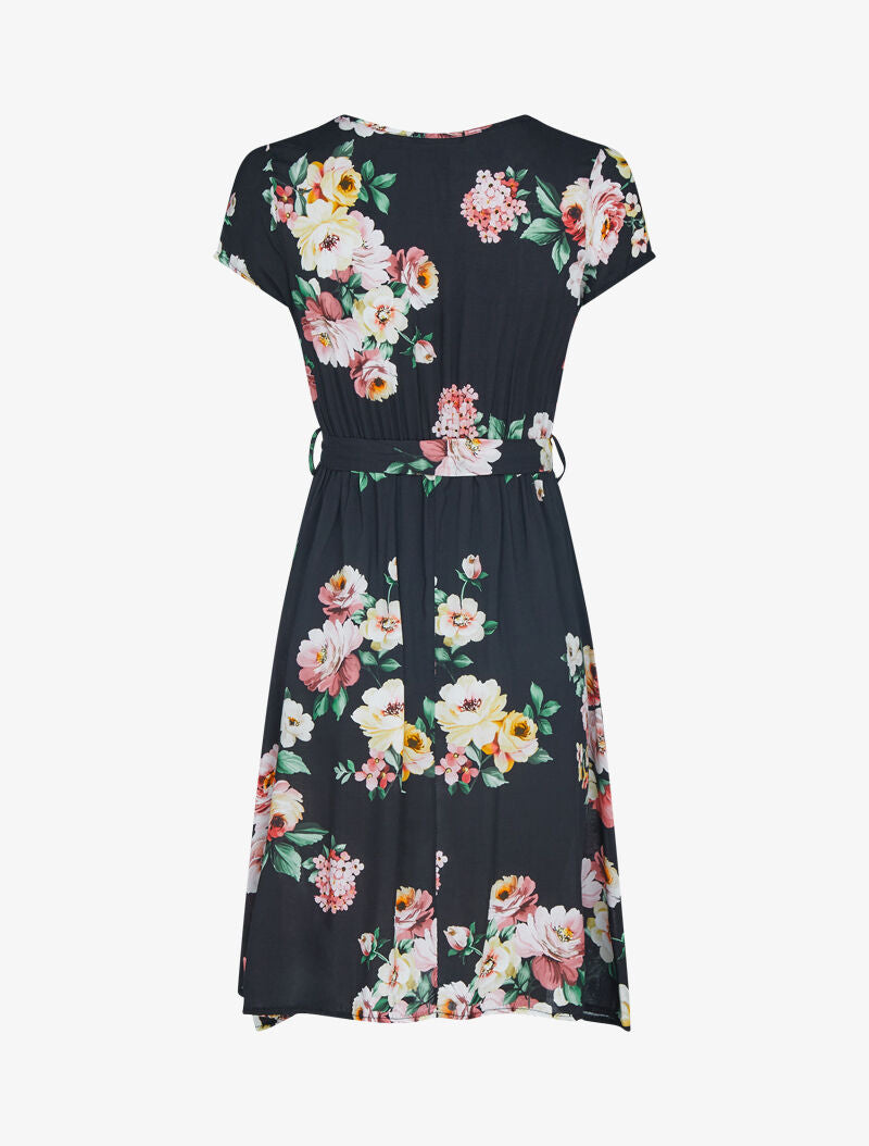 Robe patineuse à imprimé floral - noir - 2