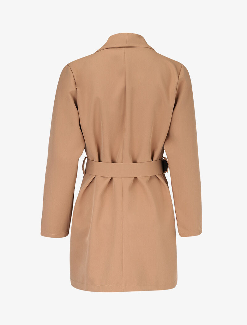 Veste mi longue ceinturée - camel - 2