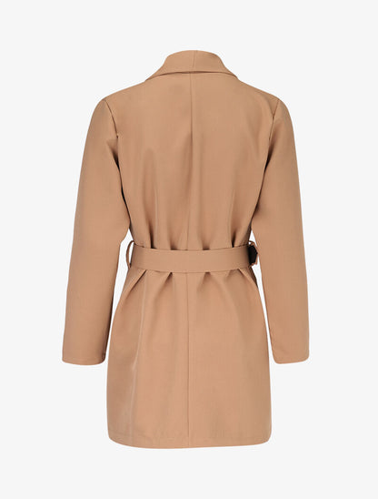 Veste mi longue ceinturée - camel - 2