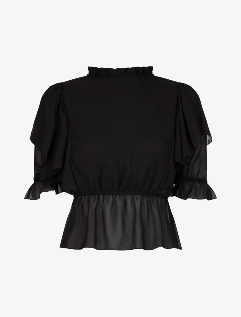 Crop top boule en voile - noir - 1