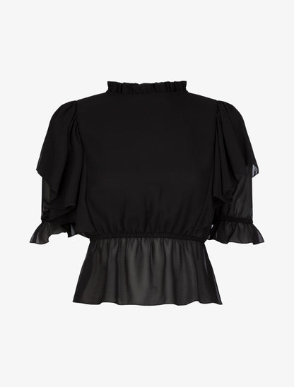 Crop top boule en voile - noir - 1