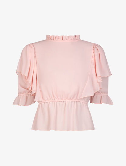 Crop top boule en voile - rose - 1