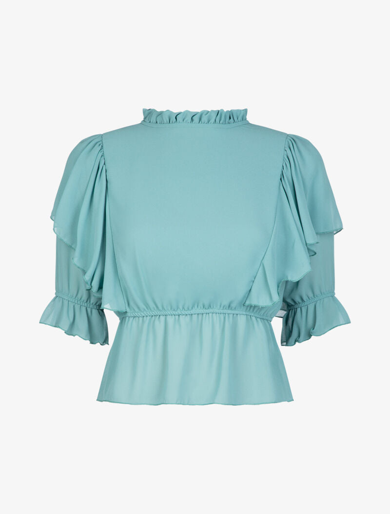 Crop top boule en voile - turquoise - 3