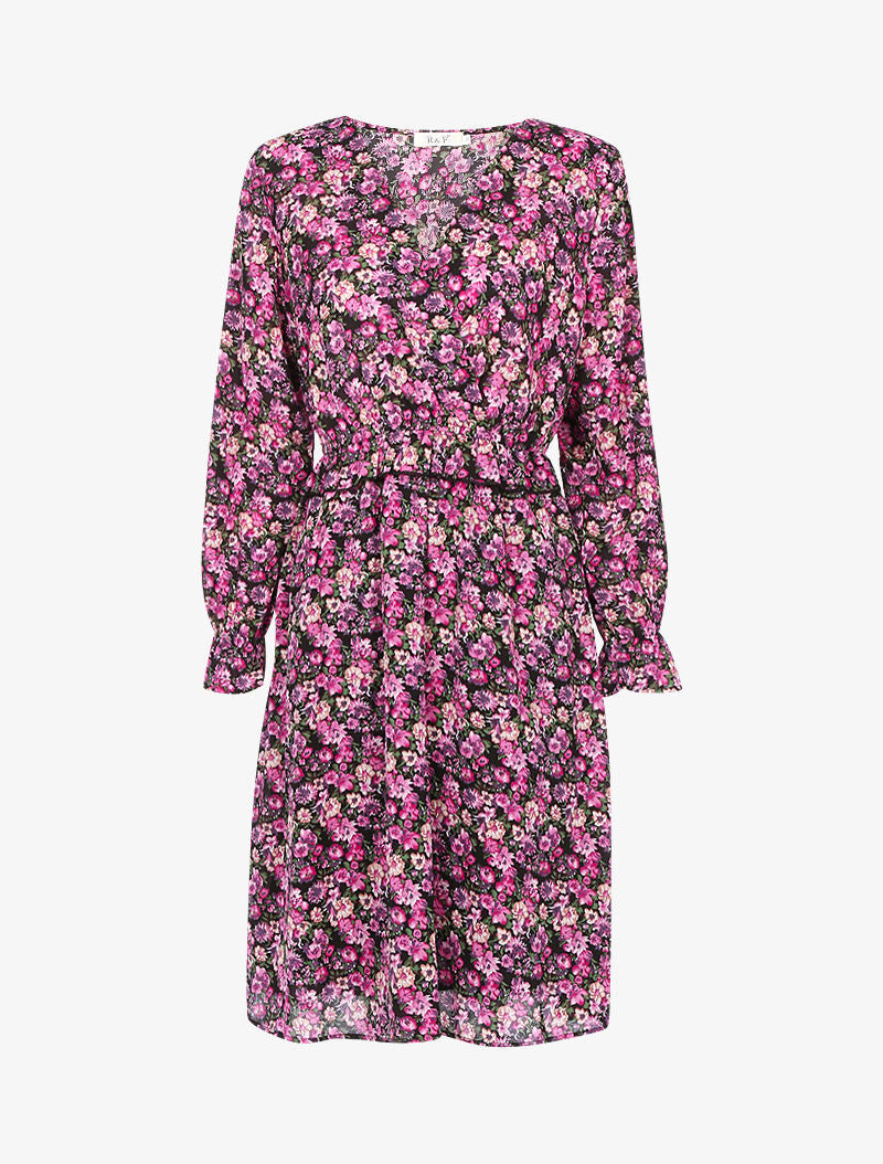 Robe à volants et imprimé grandes fleurs champêtre - rose - 3