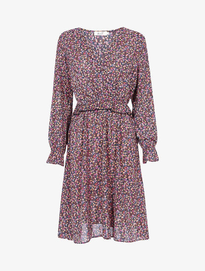 Robe à volants et imprimé petites fleurs champêtre - rose - 1