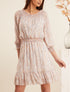 Robe à col bardot et imprimés - beige - 1