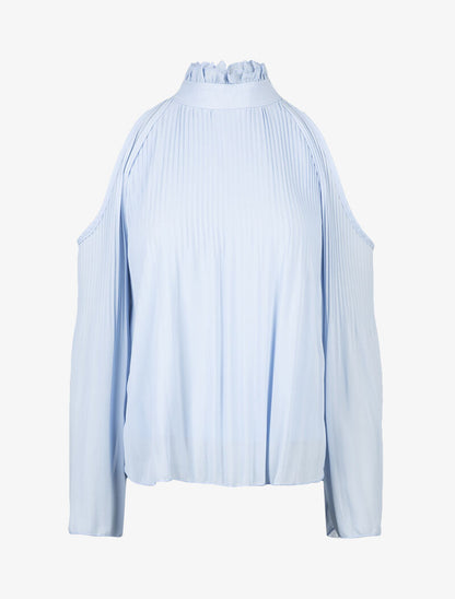 Top gaufré à épaules dénudées - bleu ciel - 1
