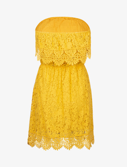 Robe bustier en crochet - jaune - 3