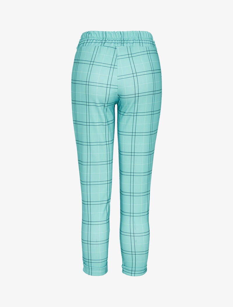 Pantalón 7/8 con estampado de tartán - turquesa