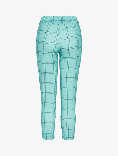 Pantalón 7/8 con estampado de tartán - turquesa