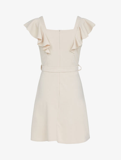 Robe patineuse à boutons contrastants - beige - 2