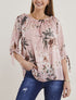 Top à imprimé floral et rayures irisées - rose - 4