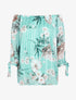 Top à imprimé floral et rayures irisées - vert d&