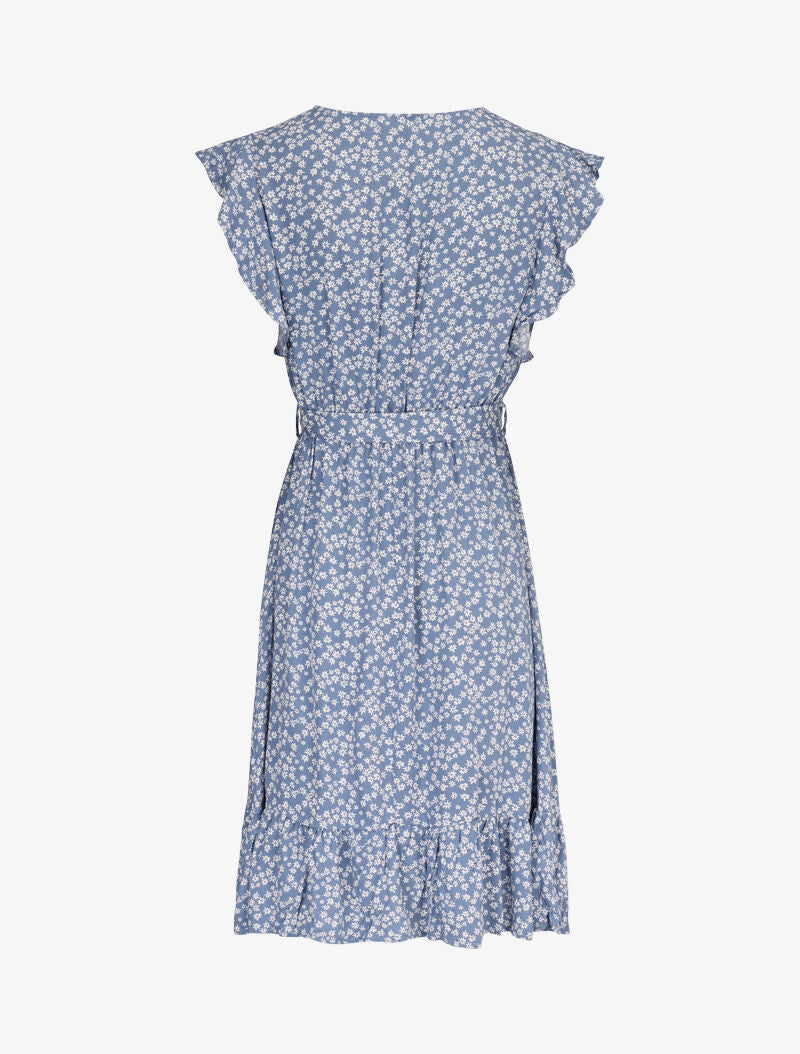 Robe légère à bords volantés et à imprimé - bleu - 2