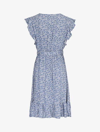 Robe légère à bords volantés et à imprimé - bleu - 2