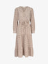 Robe longue imprimé fleurs lamées et manches ballon - beige - 3