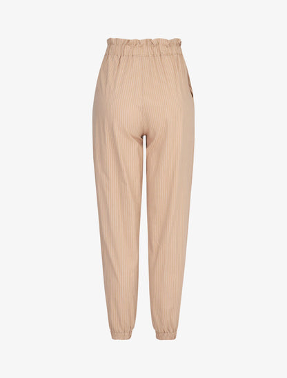 Pantalon rayé en coton style sarouel - beige - 2