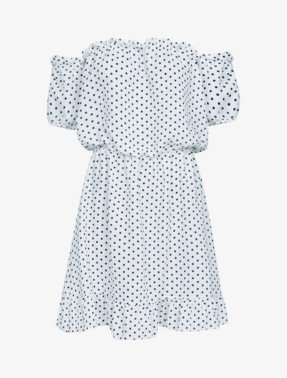 Robe à pois et volants - ecru - 1