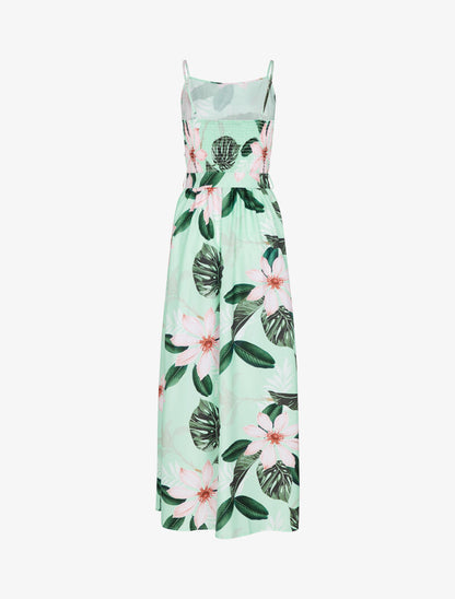 Robe ceinturée à imprimé floral - vert d&