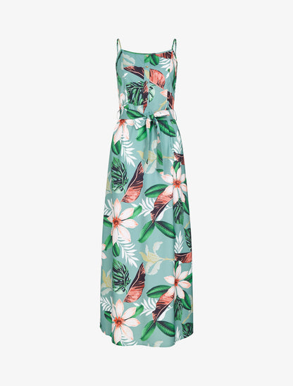 Robe ceinturée à imprimé floral - gris clair - 1