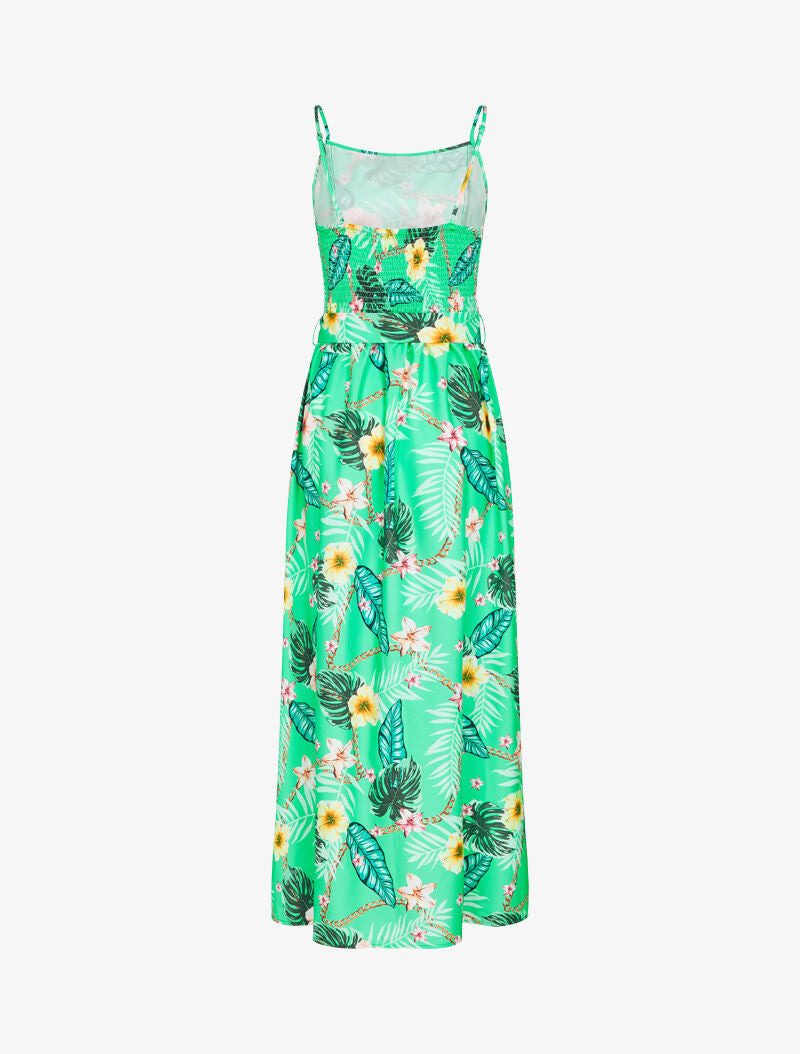 Robe à imprimés floral et chaînes - vert menthe - 2