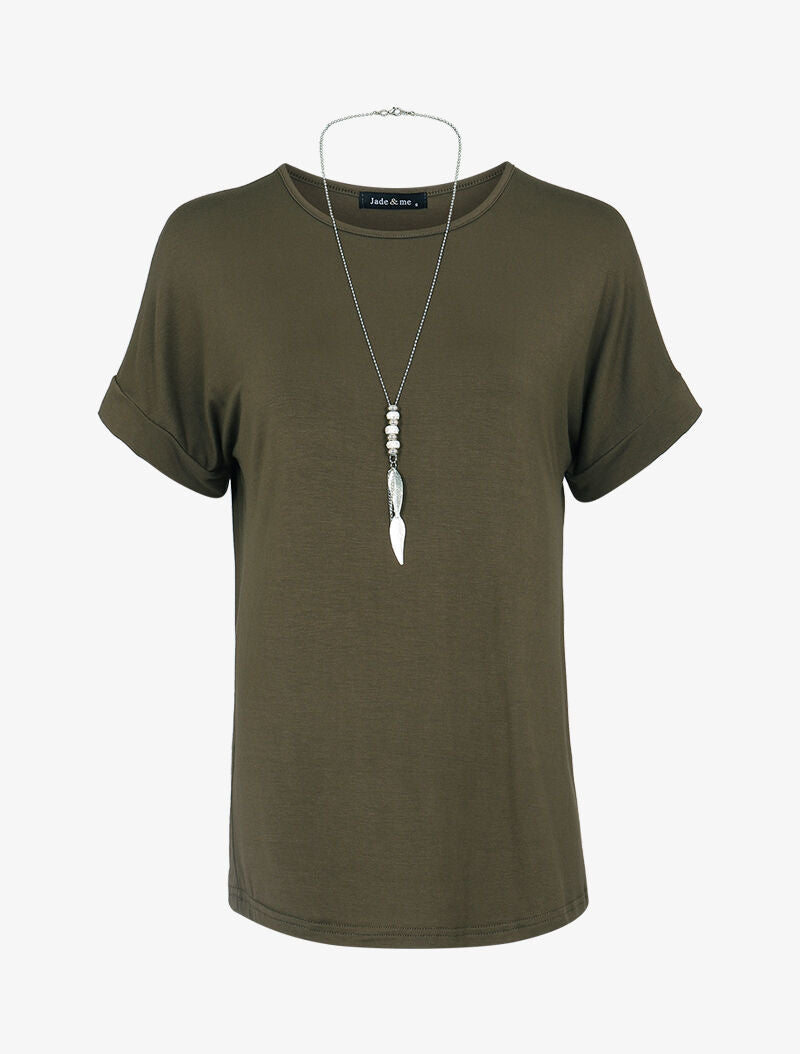 T-shirt loose à sautoir - kaki - 3
