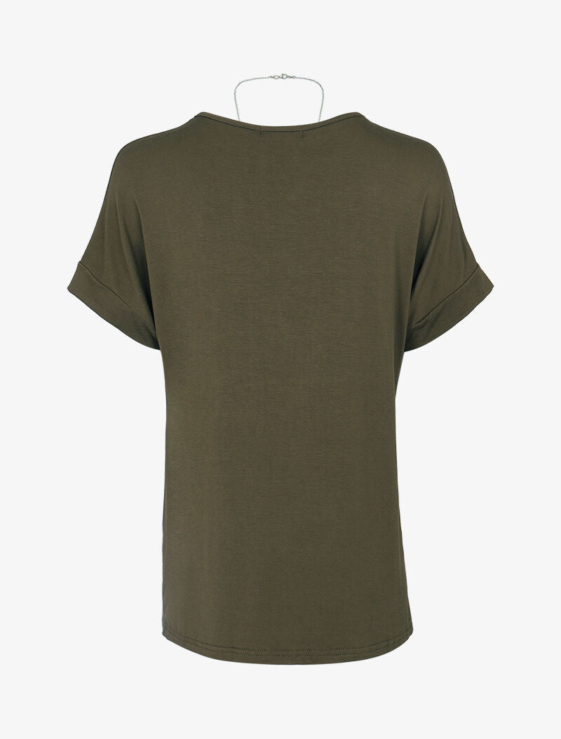 T-shirt loose à sautoir - kaki - 2
