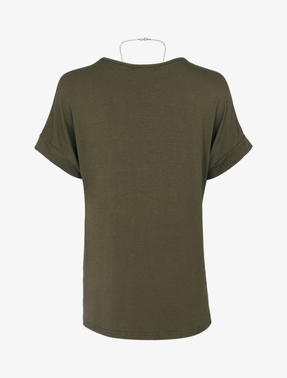 T-shirt loose à sautoir - kaki - 2