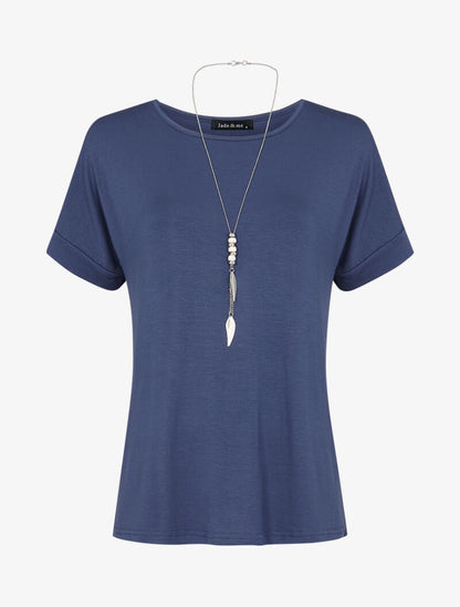 T-shirt loose à sautoir - bleu - 3
