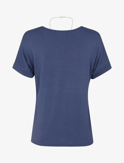 T-shirt loose à sautoir - bleu - 2