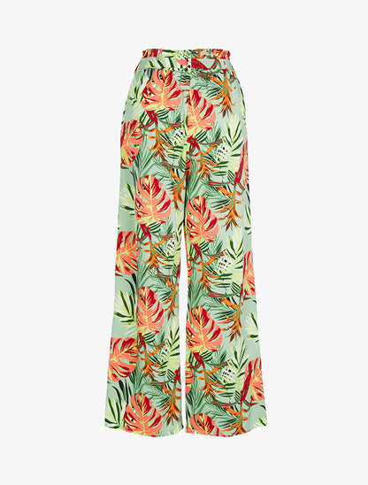 Pantalon fluide à imprimé tropical - vert - 2