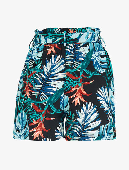 Short fluide à imprimé tropical - noir - 2