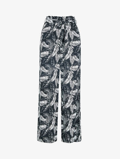 Pantalon à imprimé feuillages - noir - 3