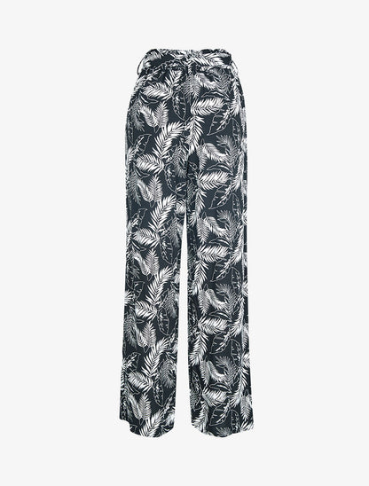 Pantalon à imprimé feuillages - noir - 2