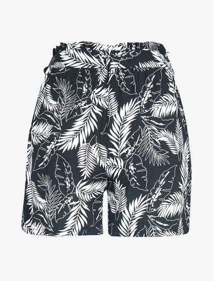 Short à imprimé feuillages - noir - 2
