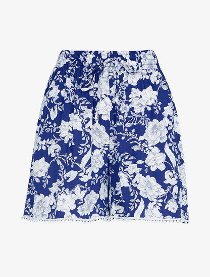 Short ample à imprimé floral - marine - 1
