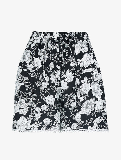 Short ample à imprimé floral - noir - 1