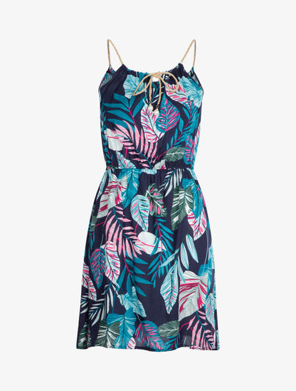 Robe à bretelles styles cordes irisées - marine - 1