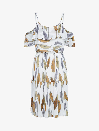 Robe à épaules dénudées et imprimés - noir - 3