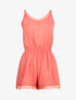 Combishort uni à bords dentelle - corail - 1
