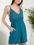 Combishort à buste en crochet - bleu pétrole - 1