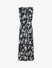 Robe fleurie à buste cache coeur - noir - 1