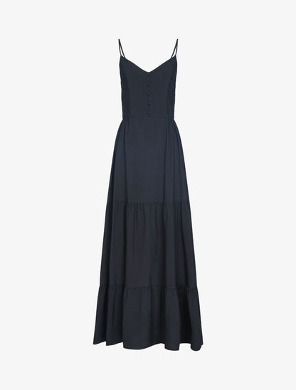 Robe longue unie - noir - 1