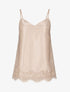 Débardeur satiné à bord en dentelle - beige - 1