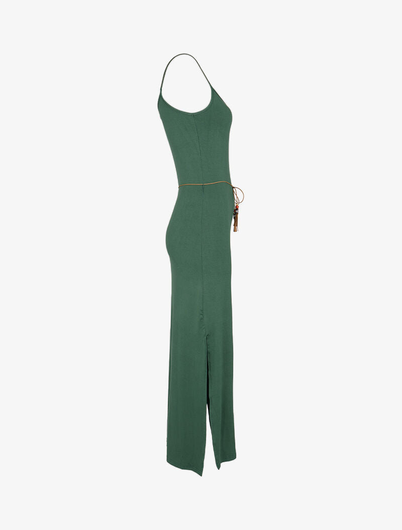 Robe à côtés fendus - vert - 3
