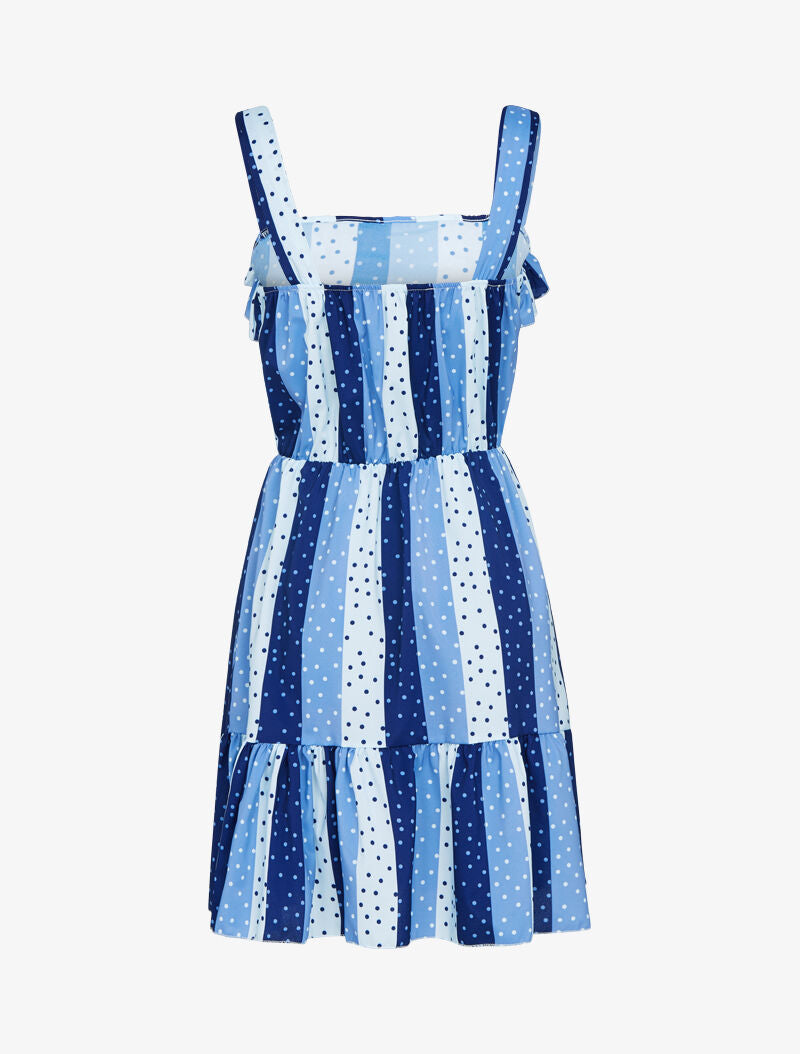 Robe volantée à imprimés - bleu - 2