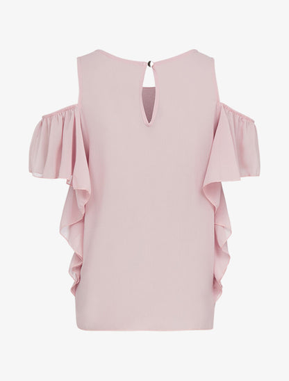 Top en voile à épaules dénudées - rose - 2